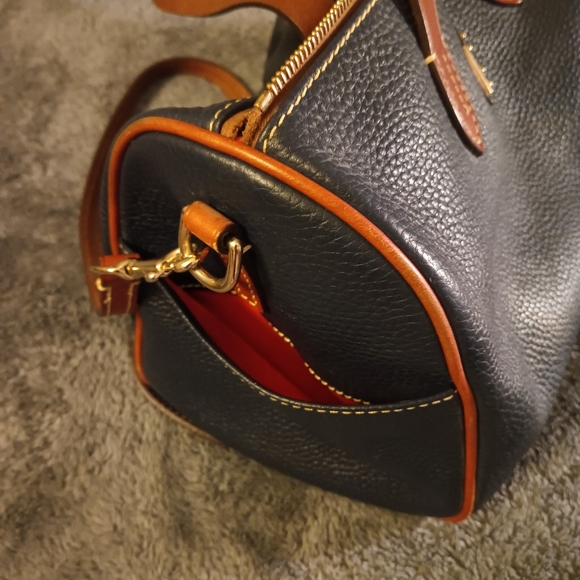 Dooney & Bourke Dark Navy and Brown Leather Satchel - Picture 8 of 16